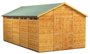 Power 18x10 Apex Secure Garden Shed - Double Door